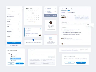UI Components application avetar calendar cards date selector dialog box dropdown filters procurement saas tags task ui userinterface webapp