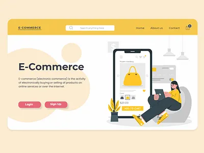 E-Commerce Landing page animation branding design ecommerce flat illustration typography ui ux vector website