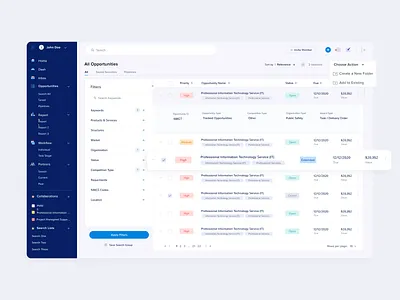 Opportunity Search/Filter apple blue dropdown filters icons index list menu icon navigation navigation bar pagination tabs tags ui user experience user interface ux web app webapp