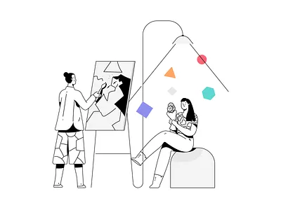 Block line Illustrations black and white design design art drawing illustration line outline vector