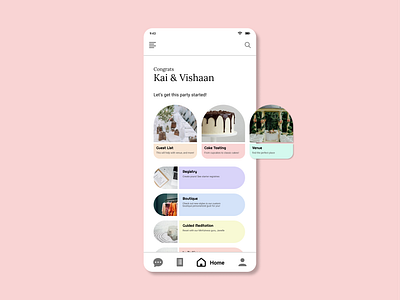 Daily UI 018 - Wedding App app app design cake daily ui daily ui challenge dailyui design figma i do interface love marriage mobile app mobile ui registry ui ui design ux venue wedding