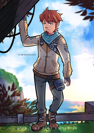 Arlo (My Time at Portia) cartoon illustration clip studio paint fanart illustration miksketched my time at portia videogame