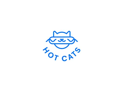 HotCats blue branding cat cup design fidelity card hotdog icon illustration logo mustard orange typography yellow