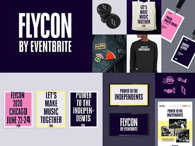 FlyCon by Eventbrite 2020 Visual System bold branding conference conference design design logo music typography visual system xerox