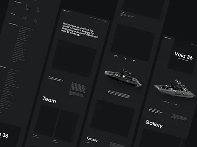 Dark Theme boats branding dark dark grey design typography ui ux water website concept website design white