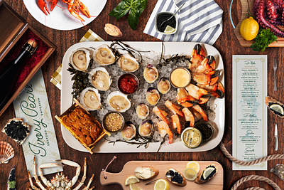 Ivory Pearl Branding branding cocktail creative agency logo logotype menu design restaurant branding seafood