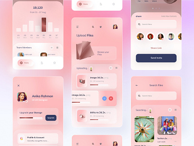 File management app (upload, menu, statistics , share, search) 3d app cloud server cloud storage colours exploration file management file manager interface ios layout menu saas statistics trending ui upload file userinterface ux visual