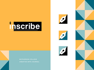 Inscribe Branding brand brand identity branding color color palette creative arts journal journalism logo logodesign nib pen nib primary logo secondary logo swatches triangles vector