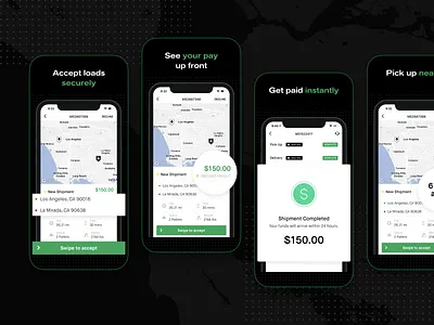 Updating Our App Store Branding app store branding cargo dark mode freight futuristic logistics mobile design mockup modern product design screenshots sleek ui ux