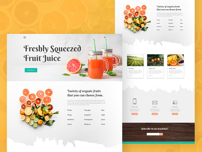 Fresh Fruit Juice Landing Page adobe illustrator adobe photoshop adobe xd colorful dailyui design fresh fruit fruity interface landing page ui userexperience userinterface ux web