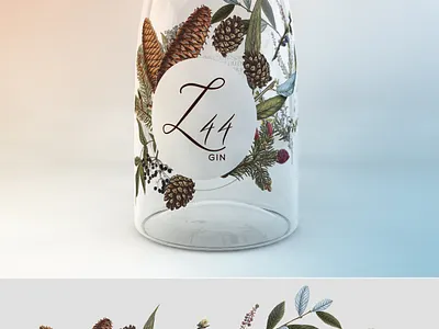 Gin bottle render & packaging design 3d cinema 4d deisgn forest logo packaging render