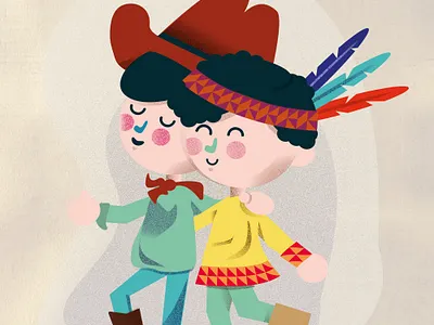 Cowboy&Indian children illustrarion children illustration