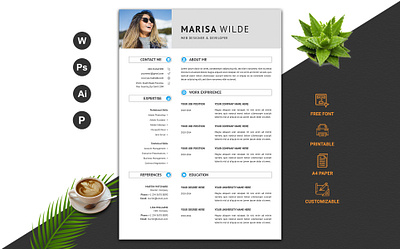 Minimal Resume Template cv design cv template word design resume resume template