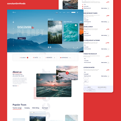 Travel Agency (UI/UX Design) adobe xd agency branding design designer marketing red redesign travel ui ui ux ux web webdesign xd