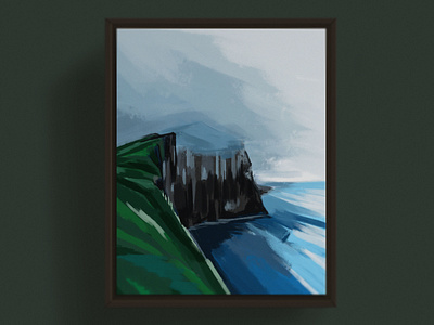 Cliffs of Moher, Ireland cliffs color color block countryside design fog gloomy green illustration impressionism ireland irish moher moody ocean painting pasture rugged sea seaside