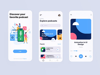 Podcast mobile app prototyping animation mobile app motion graphic music player podcast podcast app protopie prototype