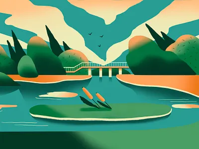 landscape green illustration landscape procreate tree