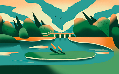 landscape green illustration landscape procreate tree