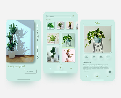 Plant Decoration Idea - Mobile App - Neumorphism app figma icon neumorphic design neumorphism uidesign uiux