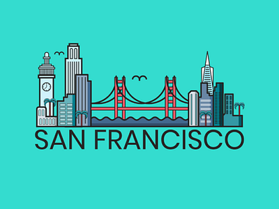 San Francisco flat design illustrator vector