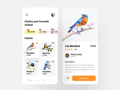 Animal App Exploration animal animal art animal character app design bards bird illustration birds colorful app ecommerce exploration ui ui ux ui design uidesign user experience user interface user interface design userinterface ux ux design