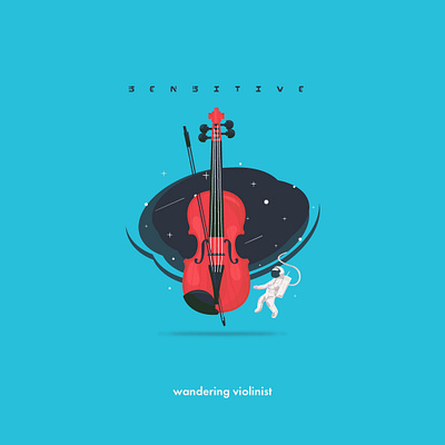 sensitive astronaut earth flatdesign illustration space violin