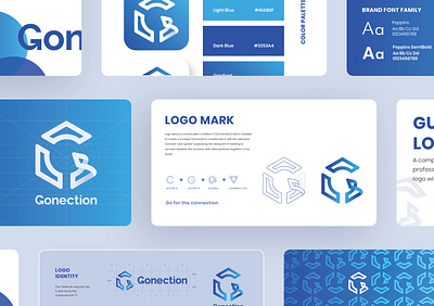 Gonection | Visual Identity Logo Design blue brand identity branding business clean connection design g letter logo global graphic idea illustration logo logo design logo idea logo identity logo mark logotype minimalist proffesional