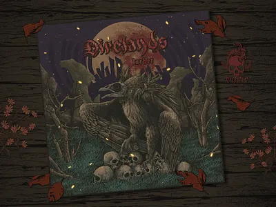 Cover art for Direlands - Lurker album art album cover album cover design animal artwork bandmerch bird cover art dark design drawing illustration nature skeleton skull