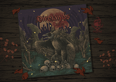 Cover art for Direlands - Lurker album art album cover album cover design animal artwork bandmerch bird cover art dark design drawing illustration nature skeleton skull