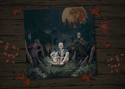 Puppet Master Cover Art album art animal animals artwork cover art dark design drawing forest illustration merchandise moon nature owl ruins wolf