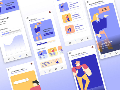 Mobile Application | Learning Plattform app application career booster choose your course colours concept design digital design graphs illustration learning app learning plattform mobile mobile application mobile design monthly course product design ui ux wireframes