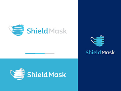 Shield Mask app icon app logo blue branding covid 19 logo covid mask logo flat logo health mask mask logo medical modern logo musk n95 mask shield logo shield mask logo startup logo surgical mask logo tech logo