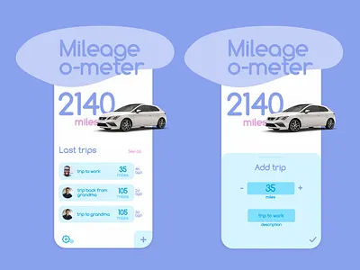 Mileage-o-meter app app ui design flat minimal simplistic ui