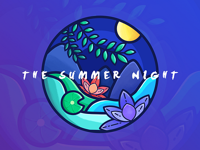 THE SUMMER NIGHT gradient illustration leaf lotus mbe night summer wind