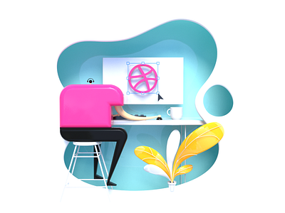 Dribbble 3d 3d art c4d c4dfordesigners character cinema 4d corona renderer depth design design process dribbble dribbble logo geometric graphic design icon illustration minimal plant realistic render