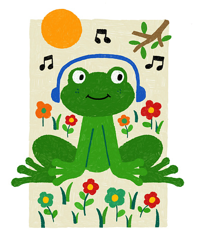 Summer Frog character design childrens art drawing frogs illustration nature