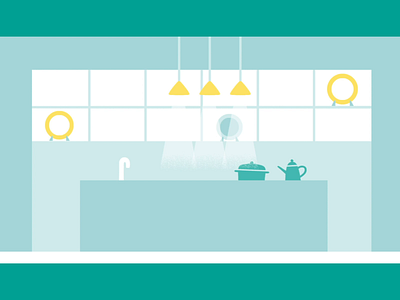 kitchen illustration landscape motiongraphics