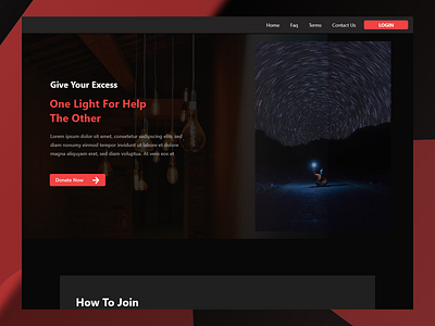 Donation Homepage dark mode dark ui design illustration ui ux vector web web design wordpress design