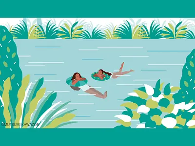 swimming illustration landscape motiongraphics