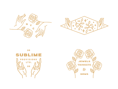 Sublime Gems brand flowers gems identity jewels line illustration sublime typography