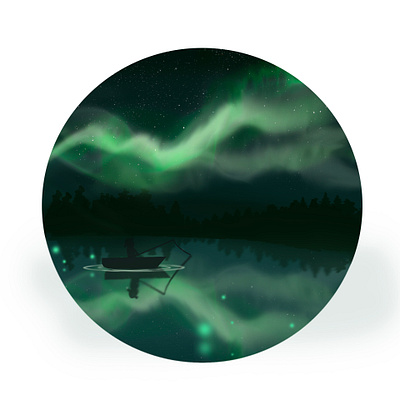 AURORA BOREALIS aurora borealis design drawing green illustraion landscape nature