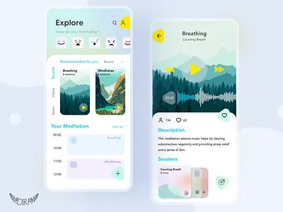 MEDITATION APP MOCKUP app app design app mockup application appmobile design figma illustrator mobile ui