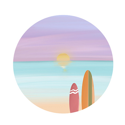 PASTEL BEACH beach illustration landscape pastel color summer sunset