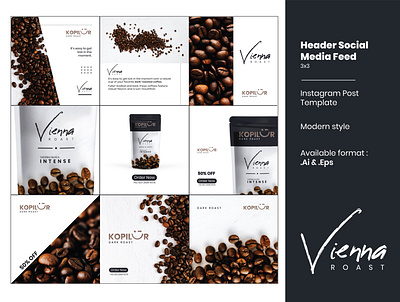 Header Social Media Feed - Dark Roast Coffee branding header design instagram instagram banner instagram template social media design thumbnail