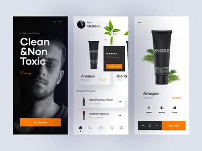 Skinny - Skincare Mobile App app app design card care clean dark detail mobile mobile app product skin skincare splash splashcreen store store app