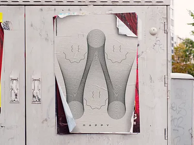 HAPPY W design illustration poster