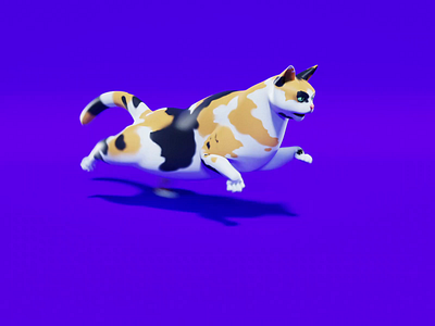 Running Cat 3d 3d art 3d model animated animation blender blender 3d blender3d calico cartoon cat game low poly lowpoly runcycle video game videogame