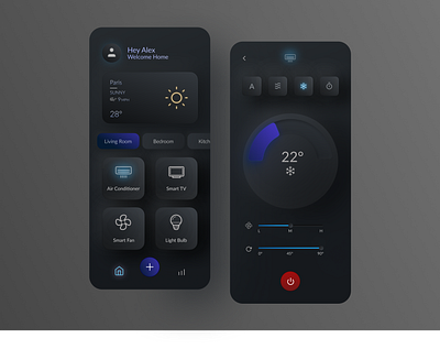 Smart Home App app app design app ui app ui ux appui controller mobile ui neumorphic smart app smart home smart home app smarthome temperature ui ui design uidesign uiux uiuxdesign ux uxui