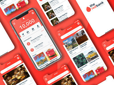 The RedBank Rewards App blood branding design mobile app mobile app design red rewards app ui ui design ux