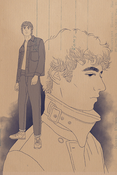 Closed Denim Fashion Illustration closed denim denim editorial fashion illustration ink drawing male model men oscar kindelan portrait